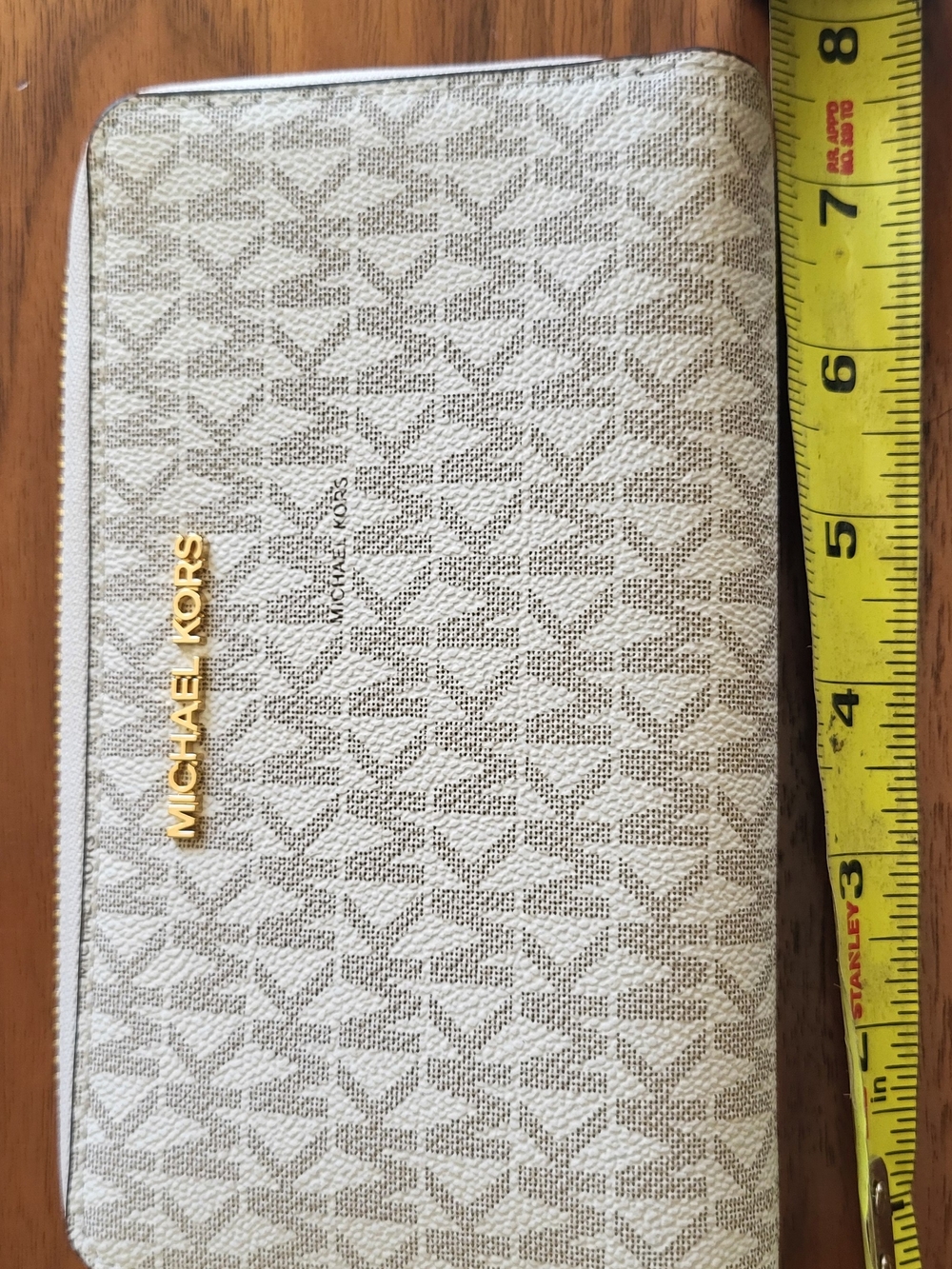 Michael Kors Beige Logo Zip-Around Wallet